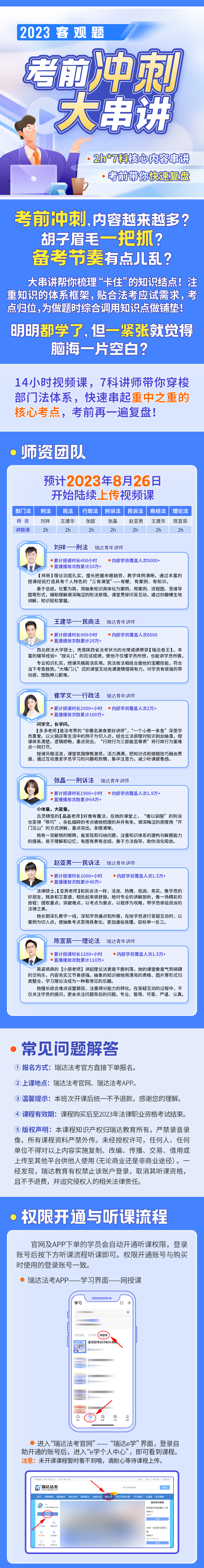 2023年瑞达e学法考客观题考前冲刺大串讲课程